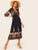 Tribal Deep V Neck Flare Dress
