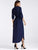 Flower Applique Slit Curved Hem Belted Dress