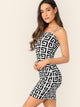 Greek Fret Bodycon Cami Dress