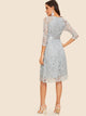 50s Ribbon Tie Waist Lace Overlay Dress