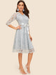 50s Ribbon Tie Waist Lace Overlay Dress