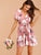 Surplice Floral Print Belted Dress