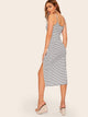 Striped Split Hem Cami Dress