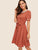 50s Contrast Lace Neck Button Front Belted Dress