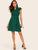 Button Front Layered Ruffle Pleated Dress With Belt
