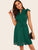 Button Front Layered Ruffle Pleated Dress With Belt