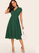 50s Single Breasted Petal Sleeve Pleated Dress