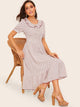 50s Ruffle Trim Knot Detail Dot Dress