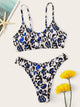 Random Snake Print Cami Top With High Cut Bikini