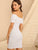 Frilled Off Shoulder Shirred Dress