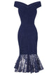 50s Off Shoulder Lace Overlap Mermaid Dress