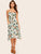 Leaf Print Dual Pocket Button Front Cami Dress