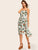 Leaf Print Dual Pocket Button Front Cami Dress