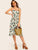 Leaf Print Dual Pocket Button Front Cami Dress