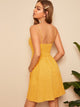Pocket Patch Button Front Shirred Slip Dress