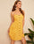 Pocket Patch Button Front Shirred Slip Dress