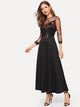 Floral Embroidered Contrast Mesh Dress