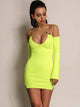 Criss-cross Neon Yellow Bodycon Slip Dress