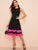 60s Mesh Insert Striped Detail Fit & Flare Dress