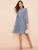Dot Print Tie Neck Ruffle Trim Pleated Dress