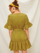 Ruffle Hem Self Tie Striped Dress