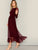 Fit and Flare Mesh Overlay Ruffle Hem Dress