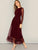 Fit and Flare Mesh Overlay Ruffle Hem Dress