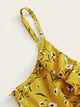 Ditsy Floral Ruffle Trim Belted Cami Dress