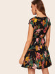 Floral Print V-cut Neck Dress