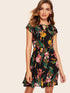 Floral Print V-cut Neck Dress