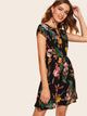 Floral Print V-cut Neck Dress