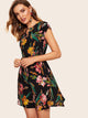 Floral Print V-cut Neck Dress