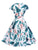 50s Palm Tree And Floral Print Belted Dress
