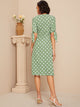 Knot Cuff Polka Dot Shirt Dress