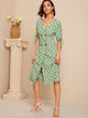 Knot Cuff Polka Dot Shirt Dress