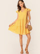 Eyelet Embroidered Tiered Ruffle Dress