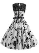 50s Lace Panel Floral Print Circle Dress
