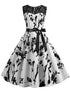 50s Lace Panel Floral Print Circle Dress