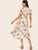 70s Flutter Sleeve Botanical Overlap Dress