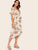 70s Flutter Sleeve Botanical Overlap Dress
