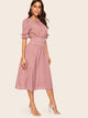  60s Button Front Frilled Cuff Polka-dot Print Dress
