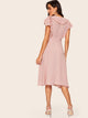 70s Ruffle Trim Belted Fit & Flare Dress
