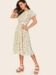 60s Bishop Sleeve Ditsy Floral Print Dress