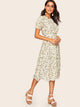 60s Bishop Sleeve Ditsy Floral Print Dress