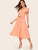  60s Petal Sleeve Belted Fit & Flare Dress
