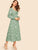 Ruched Front Lantern Sleeve Floral Dress