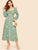Ruched Front Lantern Sleeve Floral Dress