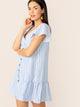 Single Breasted Ruffle Hem Striped Dress