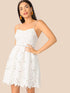 Fit & Flare Guipure Lace Overlay Bustier Cami Dress