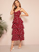 Polka Dot Layered Hem Cami Dress
